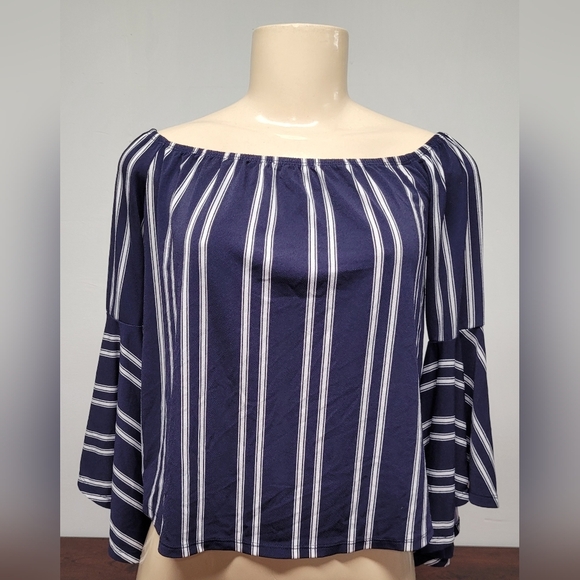 Express Elastic Boatneck / Over The Shoulder Crop Top S - Picture 1 of 5